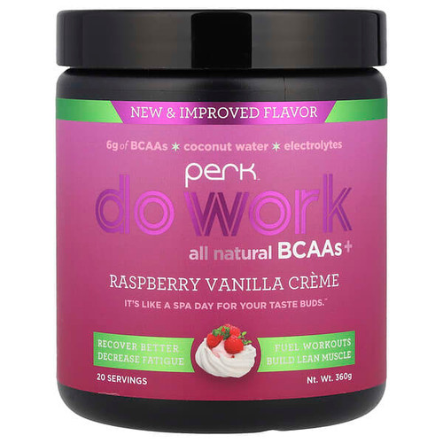 <img alt="Perk Energy, Do Work, All Natural BCAAs+, Raspberry Vanilla Creme, 360 g" title="Perk Energy, Do Work, All Natural BCAAs+, Raspberry Vanilla Creme, 360 g,798304462340"