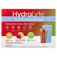 <img alt="Hydralyte, Fizzy Electrolyte Powder, Variety Pack, Orange, Strawberry Lemonade, Limeade, 30 Individual Packets, 6.9 oz (200 g)" title="Hydralyte, Fizzy Electrolyte Powder, Variety Pack, Orange, Strawberry Lemonade, Limeade, 30 Individual Packets, 6.9 oz (200 g),850015723308"