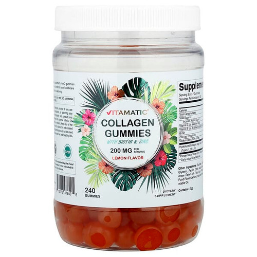 <img alt="Vitamatic, Collagen Gummies with Biotin & Zinc, Lemon, 240 Gummies" title="Vitamatic, Collagen Gummies with Biotin & Zinc, Lemon, 240 Gummies,810078476405"