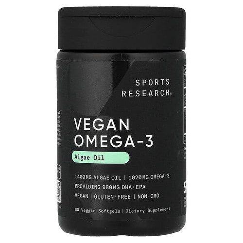 <img alt="Sports Research, Vegan Omega-3, 60 Veggie Softgels" title="Sports Research, Vegan Omega-3, 60 Veggie Softgels,023249011156"