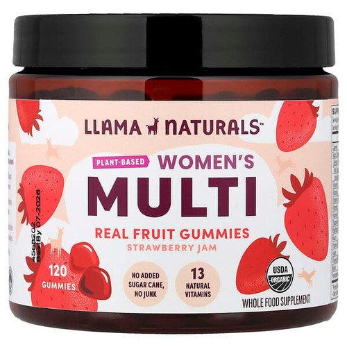 <img alt="Llama Naturals, Womens Plant-Based Multi, Real Fruit Gummies, Strawberry Jam, 120 Gummies" title="Llama Naturals, Womens Plant-Based Multi, Real Fruit Gummies, Strawberry Jam, 120 Gummies,860012225941"