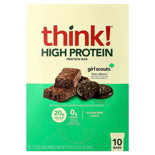 <img alt="Think , High Protein Bars, Girl Scouts Thin Mints, 10 Bars, 2.1 oz (60 g) Each" title="Think , High Protein Bars, Girl Scouts Thin Mints, 10 Bars, 2.1 oz (60 g) Each,753656719573"