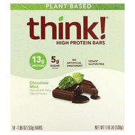 <img alt="Think , Plant Based High Protein Bars, Chocolate Mint, 10 Bars, 1.86 oz (53 g) Each" title="Think , Plant Based High Protein Bars, Chocolate Mint, 10 Bars, 1.86 oz (53 g) Each,753656714202"