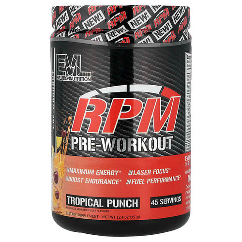 <img alt="EVLution Nutrition, RPM Pre-Workout, Tropical Punch, 12.4 oz (351 g)" title="EVLution Nutrition, RPM Pre-Workout, Tropical Punch, 12.4 oz (351 g),810167100907"