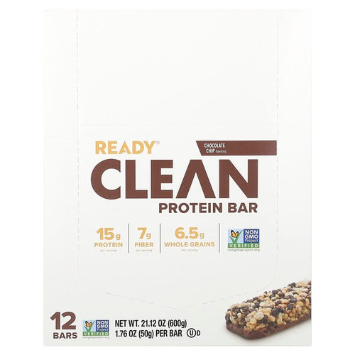 <img alt="Ready, Clean Protein Bar, Chocolate Chip, 12 Bars, 1.76 oz (50 g) Each" title="Ready, Clean Protein Bar, Chocolate Chip, 12 Bars, 1.76 oz (50 g) Each,847644009224"