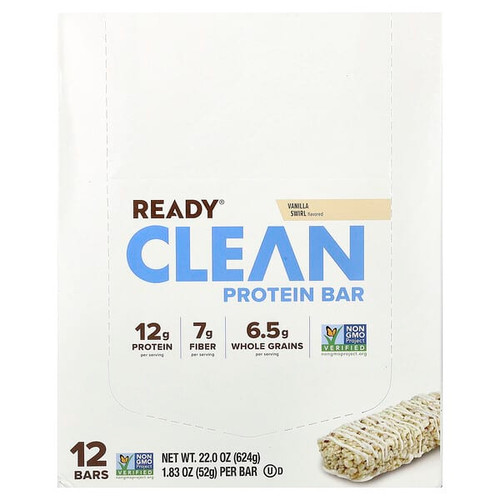<img alt="Ready, Clean Protein Bar, Vanilla Swirl, 12 Bars, 1.83 oz (52 g) Each" title="Ready, Clean Protein Bar, Vanilla Swirl, 12 Bars, 1.83 oz (52 g) Each,847644007077"