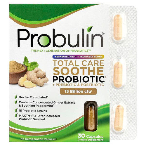 <img alt="Probulin, Total Care Soothe Probiotic + Prebiotic & Postbiotic, 30 Capsules" title="Probulin, Total Care Soothe Probiotic + Prebiotic & Postbiotic, 30 Capsules,810072962508"