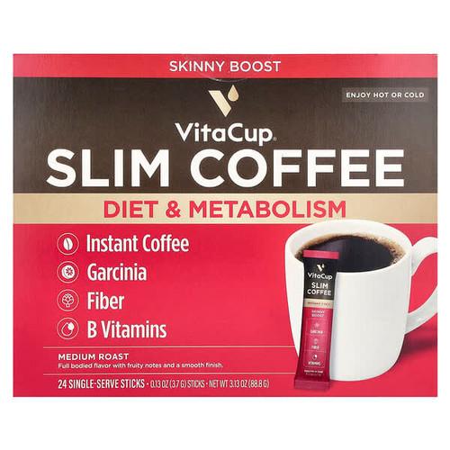 <img alt="VitaCup, Slim Instant Coffee, Medium Roast, 24 Single Serve Sticks, 0.13 oz (3.7 g) Each" title="VitaCup, Slim Instant Coffee, Medium Roast, 24 Single Serve Sticks, 0.13 oz (3.7 g) Each,850012316077"