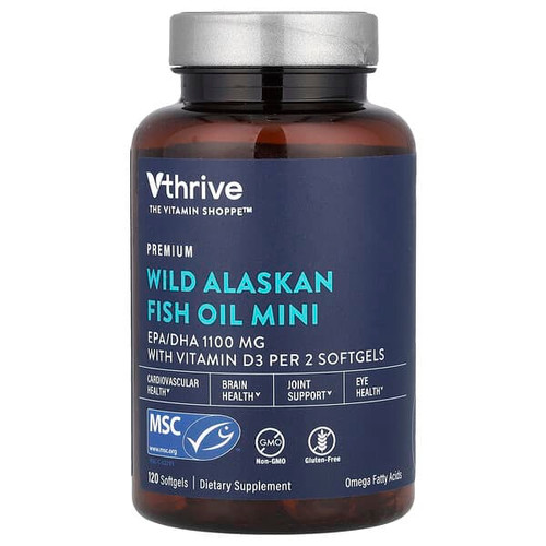 <img alt="Vthrive, Wild Alaskan Fish Oil Mini , 120 Softgels" title="Vthrive, Wild Alaskan Fish Oil Mini , 120 Softgels,766536058082"