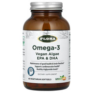 <img alt="Flora, Omega-3, Vegan Algae EPA & DHA, 60 Vegetarian Softgels" title="Flora, Omega-3, Vegan Algae EPA & DHA, 60 Vegetarian Softgels,061998614242"