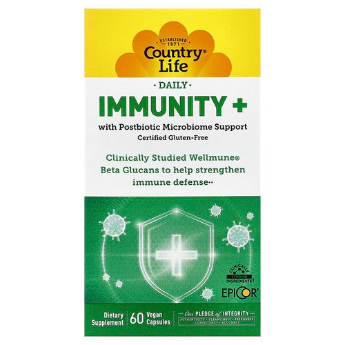 <img alt="Country Life, Daily, Immunity+, 60 Vegan Capsules" title="Country Life, Daily, Immunity+, 60 Vegan Capsules,015794030157"