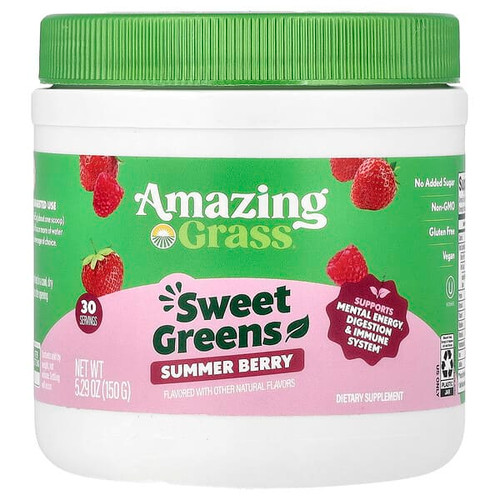 <img alt="Amazing Grass, Sweet Greens, Summer Berry, 5.29 oz (150 g)" title="Amazing Grass, Sweet Greens, Summer Berry, 5.29 oz (150 g),829835009336"