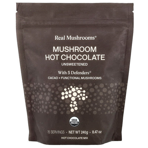 <img alt="Real Mushrooms, Mushroom Hot Chocolate with 5 Defenders, Unsweetened, 8.47 oz (240 g)" title="Real Mushrooms, Mushroom Hot Chocolate with 5 Defenders, Unsweetened, 8.47 oz (240 g),628110068798"