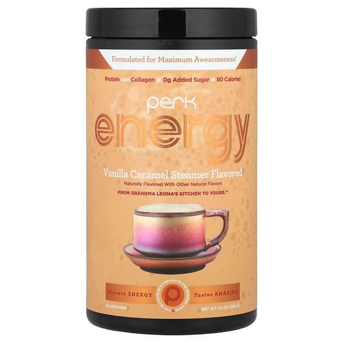 <img alt="Perk Energy, Vanilla Caramel Steamer, 14 oz (392 g)" title="Perk Energy, Vanilla Caramel Steamer, 14 oz (392 g),850062936331"