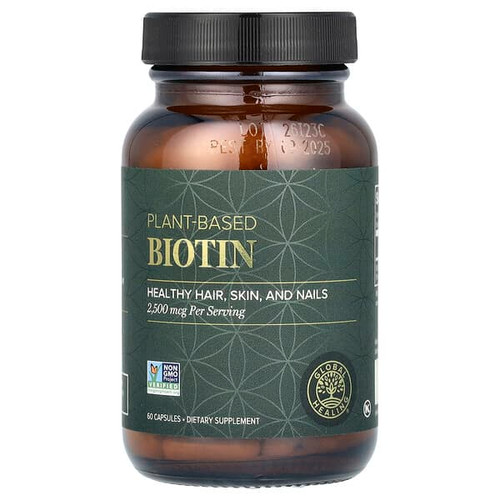 <img alt="Global Healing, Plant-Based Biotin, 2,500 mcg, 60 Capsules" title="Global Healing, Plant-Based Biotin, 2,500 mcg, 60 Capsules,811839030867"
