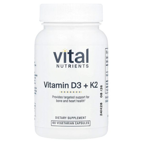<img alt="Vital Nutrients, Vitamin D3 + K2, 60 Vegetarian Capsules" title="Vital Nutrients, Vitamin D3 + K2, 60 Vegetarian Capsules,693465549117"