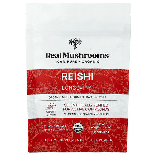 <img alt="Real Mushrooms, Reishi, Organic Mushroom Extract Powder, 1.59 oz (45 gm)" title="Real Mushrooms, Reishi, Organic Mushroom Extract Powder, 1.59 oz (45 gm),628110068088"