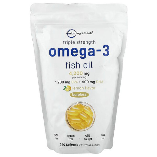 <img alt="Micro Ingredients, Omega-3 Fish Oil, Lemon, 240 Softgels" title="Micro Ingredients, Omega-3 Fish Oil, Lemon, 240 Softgels,850015616068"