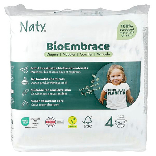 <img alt="Naty, BioEmbrace Diapers, Size 4, 15-40 lbs, 26 Diapers" title="Naty, BioEmbrace Diapers, Size 4, 15-40 lbs, 26 Diapers,7330933000222"