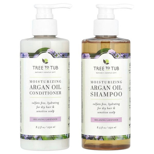 <img alt="Tree To Tub, Moisturizing Argan Oil Shampoo & Conditioner Set, For Dry Hair, Relaxing Lavender, 2 Piece Set, 8.5 fl oz (250 ml) Each" title="Tree To Tub, Moisturizing Argan Oil Shampoo & Conditioner Set, For Dry Hair, Relaxing Lavender, 2 Piece Set, 8.5 fl oz (250 ml) Each,850007934064"