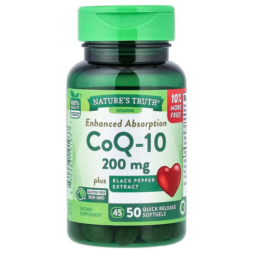 <img alt="Natures Truth, CoQ-10 plus Black Pepper Extract, Enhanced Absorption, 200 mg, 50 Quick Release Softgels" title="Natures Truth, CoQ-10 plus Black Pepper Extract, Enhanced Absorption, 200 mg, 50 Quick Release Softgels,840093101037"