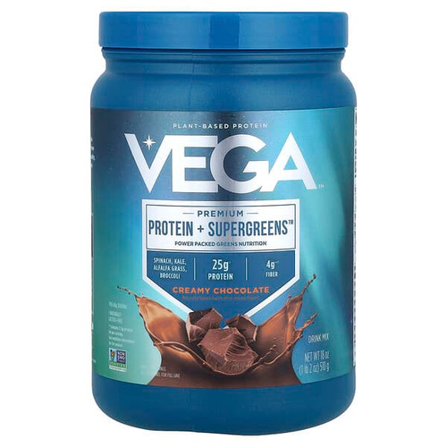 <img alt="Vega, Premium, Protein + Supergreens, Creamy Chocolate, 1 lb 2 oz (510 g)" title="Vega, Premium, Protein + Supergreens, Creamy Chocolate, 1 lb 2 oz (510 g),838766001432"