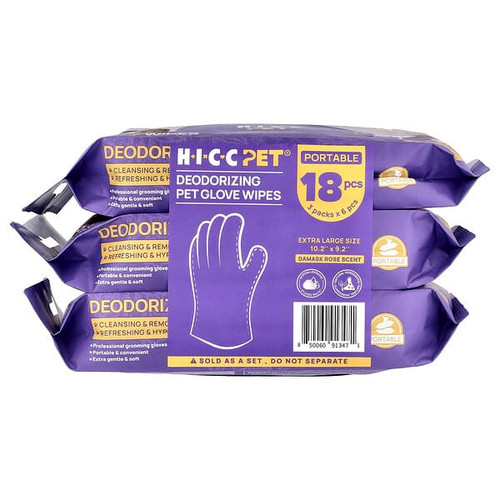 <img alt="HICC Pet, Deodorizing Pet Glove Wipes, Extra Large, Damask Rose, 3 Pack, 6 Pieces Each" title="HICC Pet, Deodorizing Pet Glove Wipes, Extra Large, Damask Rose, 3 Pack, 6 Pieces Each,850060913471"