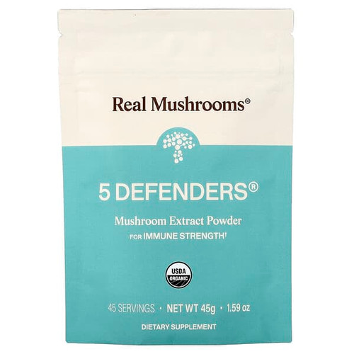 <img alt="Real Mushrooms, 5 Defenders, Mushroom Extract Powder, 1.59 oz (45 g)" title="Real Mushrooms, 5 Defenders, Mushroom Extract Powder, 1.59 oz (45 g),627843438700"
