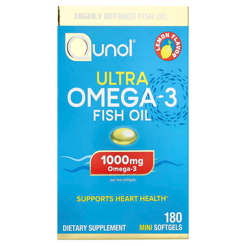 <img alt="Qunol, Ultra Omega-3 Fish Oil, Lemon, 180 Mini Softgels (500 mg per Softgel)" title="Qunol, Ultra Omega-3 Fish Oil, Lemon, 180 Mini Softgels (500 mg per Softgel),898440001455"