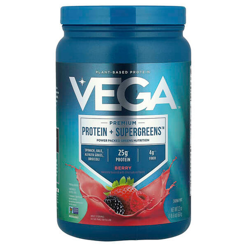 <img alt="Vega, Premium Protein + Supergreens, Berry, 1 lb 6 oz (624 g)" title="Vega, Premium Protein + Supergreens, Berry, 1 lb 6 oz (624 g),838766001609"