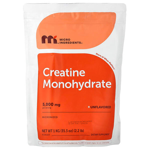 <img alt="Micro Ingredients, Creatine Monohydrate Powder, Unflavored, 2.2 lb (1 kg)" title="Micro Ingredients, Creatine Monohydrate Powder, Unflavored, 2.2 lb (1 kg),850056167918"