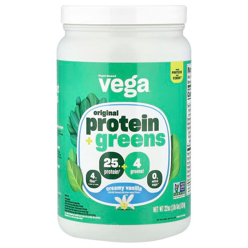 <img alt="Vega, Plant-Based Protein + Greens, Creamy Vanilla, 1 lb 6 oz (624 g)" title="Vega, Plant-Based Protein + Greens, Creamy Vanilla, 1 lb 6 oz (624 g),838766001425"