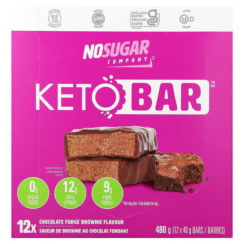 <img alt="No Sugar Company, Keto Bar, Chocolate Fudge Brownie, 12 Bars, 40 g Each" title="No Sugar Company, Keto Bar, Chocolate Fudge Brownie, 12 Bars, 40 g Each,687910000094"