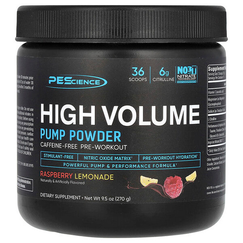 <img alt="PEScience, High Volume, Pump Powder, Caffeine Free, Raspberry Lemonade, 9.5 oz (270 g)" title="PEScience, High Volume, Pump Powder, Caffeine Free, Raspberry Lemonade, 9.5 oz (270 g),040232199417"