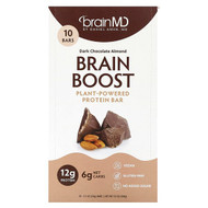 <img alt="BrainMD, Brain Boost, Plant-Powered Protein Bar, Dark Chocolate Almond, 10 Bars, 1.5 oz (50 g) Each" title="BrainMD, Brain Boost, Plant-Powered Protein Bar, Dark Chocolate Almond, 10 Bars, 1.5 oz (50 g) Each,857568003581"