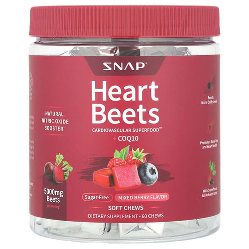 <img alt="Snap Supplements, Heart Beets + CoQ10, Mixed Berry, 60 Soft Chews" title="Snap Supplements, Heart Beets + CoQ10, Mixed Berry, 60 Soft Chews,850039253744"