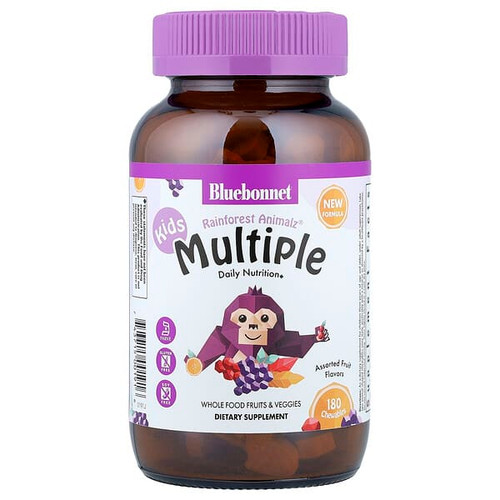 <img alt="Bluebonnet Nutrition, Rainforest Animalz, Kids Multiple, Assorted Fruit, 180 Chewables" title="Bluebonnet Nutrition, Rainforest Animalz, Kids Multiple, Assorted Fruit, 180 Chewables,743715001916"