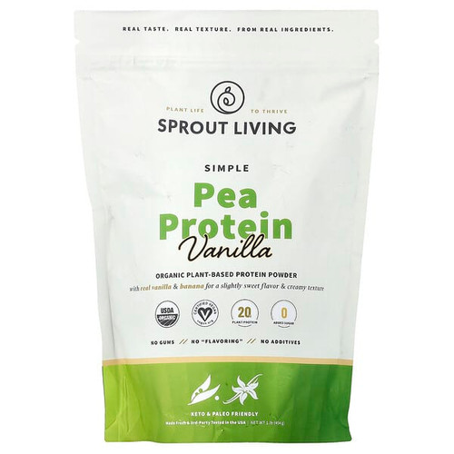 <img alt="Sprout Living, Simple Pea Protein, Vanilla, 1 lb (454 g)" title="Sprout Living, Simple Pea Protein, Vanilla, 1 lb (454 g),850057152104"