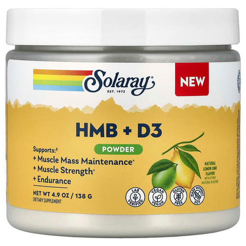 <img alt="Solaray, HMB + D3 Powder, Natural Lemon Lime, 4.9 oz (138 g)" title="Solaray, HMB + D3 Powder, Natural Lemon Lime, 4.9 oz (138 g),076280615470"