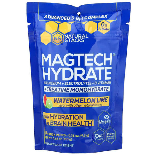 <img alt="Natural Stacks, Magtech Hydrate, Watermelon Lime , 14 Stick Packs, 0.33 oz (9.3 g) Each" title="Natural Stacks, Magtech Hydrate, Watermelon Lime , 14 Stick Packs, 0.33 oz (9.3 g) Each,850038130992"