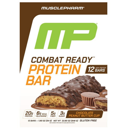 <img alt="MusclePharm, Combat Ready Protein Bar, Chocolate Peanut Butter Cup, 12 Bars, 1.9 oz (54 g) Each" title="MusclePharm, Combat Ready Protein Bar, Chocolate Peanut Butter Cup, 12 Bars, 1.9 oz (54 g) Each,810002502514"