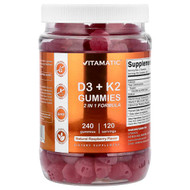 <img alt="Vitamatic, D3 + K2 Gummies, Natural Raspberry, 240 Gummies" title="Vitamatic, D3 + K2 Gummies, Natural Raspberry, 240 Gummies,810078475583"