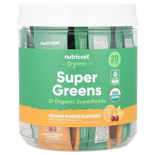 <img alt="Nutricost, Organic Super Greens, Orange Sunrise, 20 Stick Packs, 0.4 oz (11 g) Each" title="Nutricost, Organic Super Greens, Orange Sunrise, 20 Stick Packs, 0.4 oz (11 g) Each,810139570776"