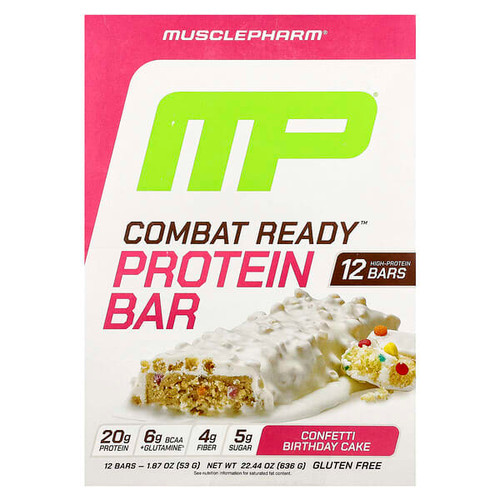 <img alt="MusclePharm, Combat Ready Protein Bar, Confetti Birthday Cake, 12 Bars, 1.87 oz (53 g) Each" title="MusclePharm, Combat Ready Protein Bar, Confetti Birthday Cake, 12 Bars, 1.87 oz (53 g) Each,810002502651"