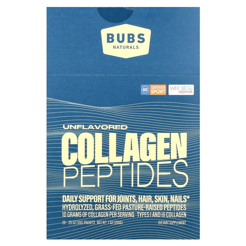<img alt="BUBS Naturals, Collagen Peptides, Unflavored, 20 Packets, 0.35 oz (10 g) Each" title="BUBS Naturals, Collagen Peptides, Unflavored, 20 Packets, 0.35 oz (10 g) Each,810121880180"
