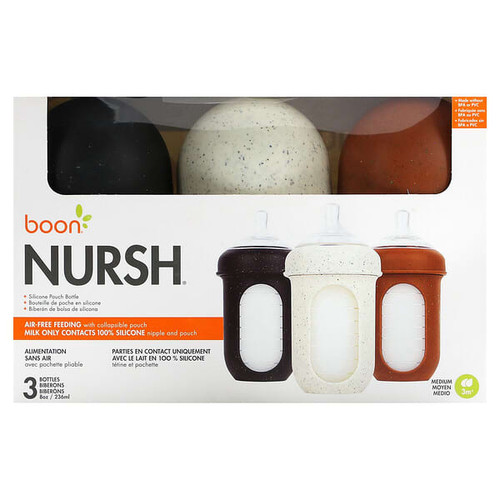 <img alt="Boon, Nursh, Silicone Pouch Bottle, Medium, 3 Months +, 3 Bottles, 8 oz (236 ml) Each" title="Boon, Nursh, Silicone Pouch Bottle, Medium, 3 Months +, 3 Bottles, 8 oz (236 ml) Each,669028115266"