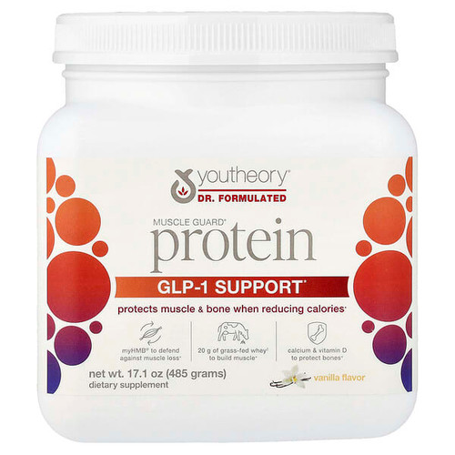 <img alt="Youtheory, Muscle Guard Protein, GLP-1 Support, Vanilla, 17.1 oz (485 g)" title="Youtheory, Muscle Guard Protein, GLP-1 Support, Vanilla, 17.1 oz (485 g),817598000790"