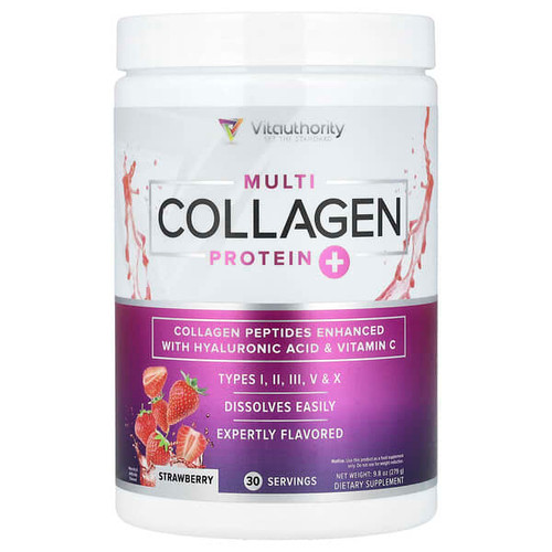 <img alt="Vitauthority, Multi Collagen Protein+, Strawberry, 9.8 oz (279 g)" title="Vitauthority, Multi Collagen Protein+, Strawberry, 9.8 oz (279 g),856360008527"