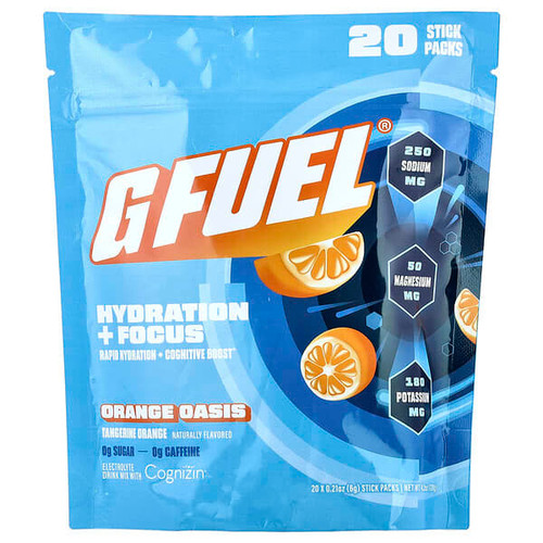 <img alt="G FUEL, Hydration + Focus, Electrolyte Drink Mix with Cognizin, Orange Oasis, 20 Stick Packs, 0.21 oz (6 g) Each" title="G FUEL, Hydration + Focus, Electrolyte Drink Mix with Cognizin, Orange Oasis, 20 Stick Packs, 0.21 oz (6 g) Each,810124604424"