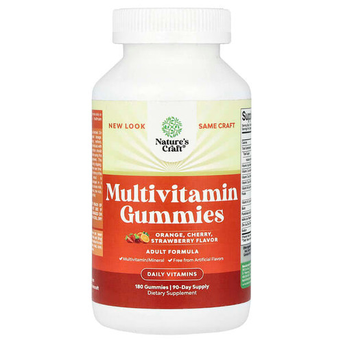 <img alt="Natures Craft, Multivitamin Gummies, Orange, Cherry, Strawberry, 180 Gummies" title="Natures Craft, Multivitamin Gummies, Orange, Cherry, Strawberry, 180 Gummies,850050639237"